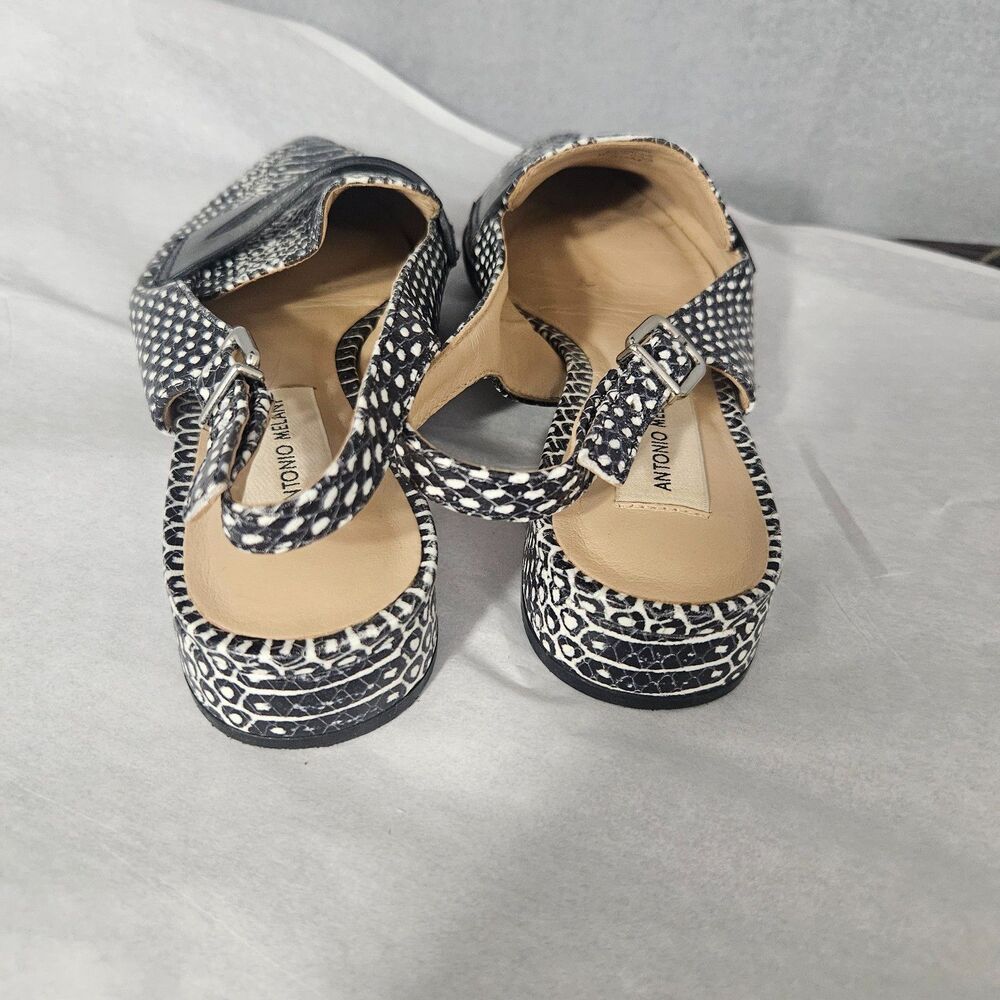 Antonio Melani Italian Leather Charpay Snakeprint Slingback Sandals Leather 6.5 - Picture 4 of 7